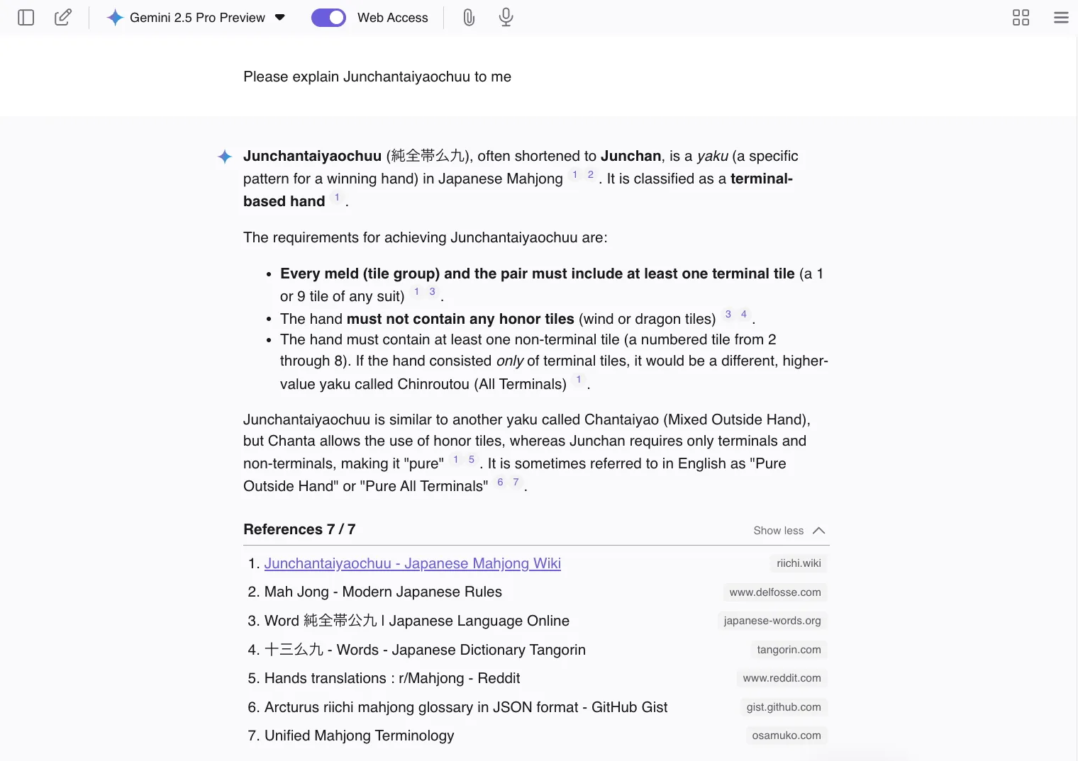 screenshot showing a response from the Kagi AI assistant